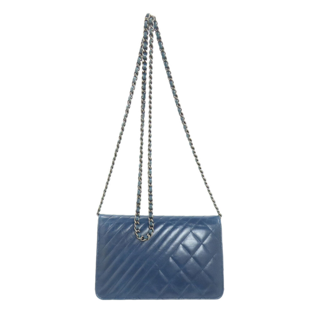CHANEL Blue Lambskin Leather Logo Wallet - Picture 2 of 16